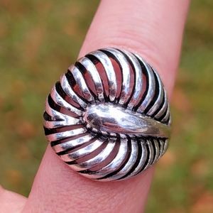Palm Frond Fan Silver Ring Size 10 Ring